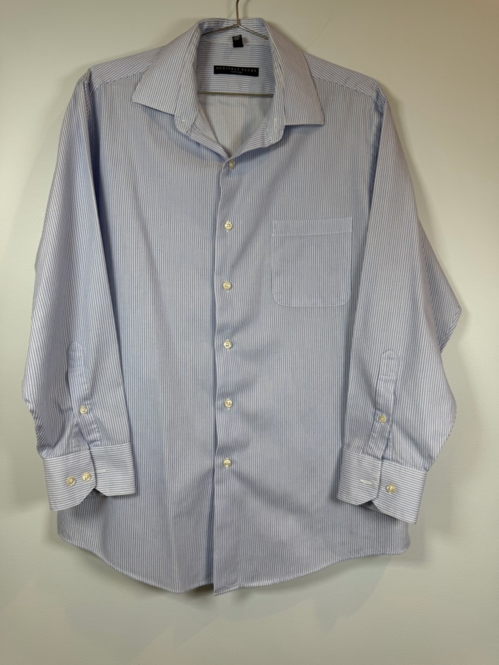 Geoffrey Beene‎ Men's Light Blue Stripe Micro-Check Dress Shirt 16 1/2 32/33
